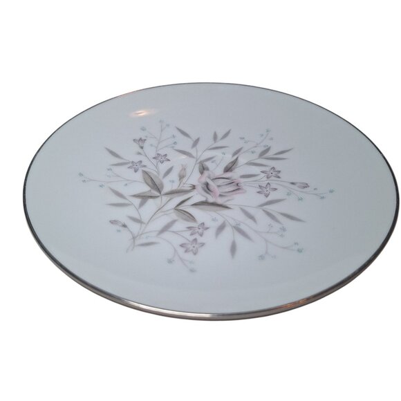 Memphis Fine China Floral Pattern Saucer Silver Trim Vintage Pink Gray Rose‎ - Picture 5 of 5